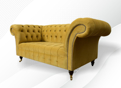 Canapé 2 places Canapé design Rembourrage moderne en tissu Jaune Nouveau canapé 2 places